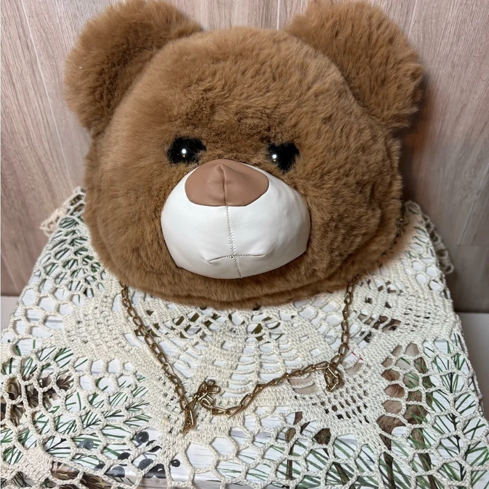 Brown Teddy Bear Crossbody Tote Bag